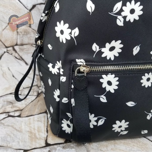 Kate Spade Chelsea The Little Better Nylon Backpack Bico Black Multi Daisy NWT - Picture 4 of 8
